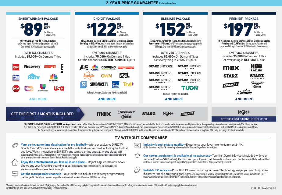 DIRECTV pricing and packages